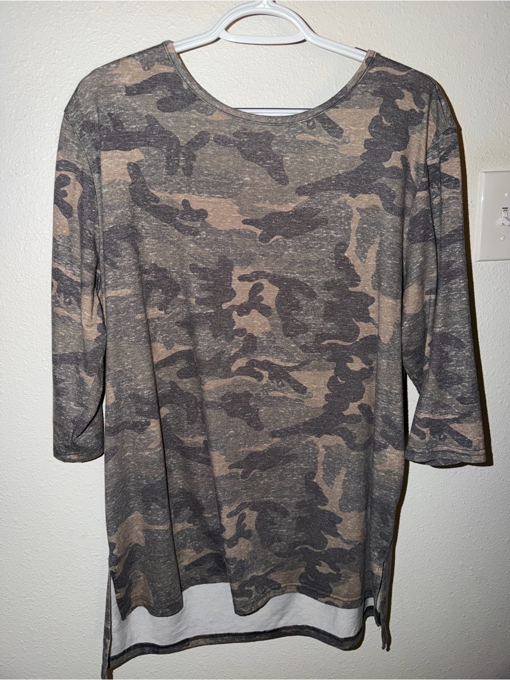 Lucky & Blessed Camo Print Elbow Sleeve Tunic